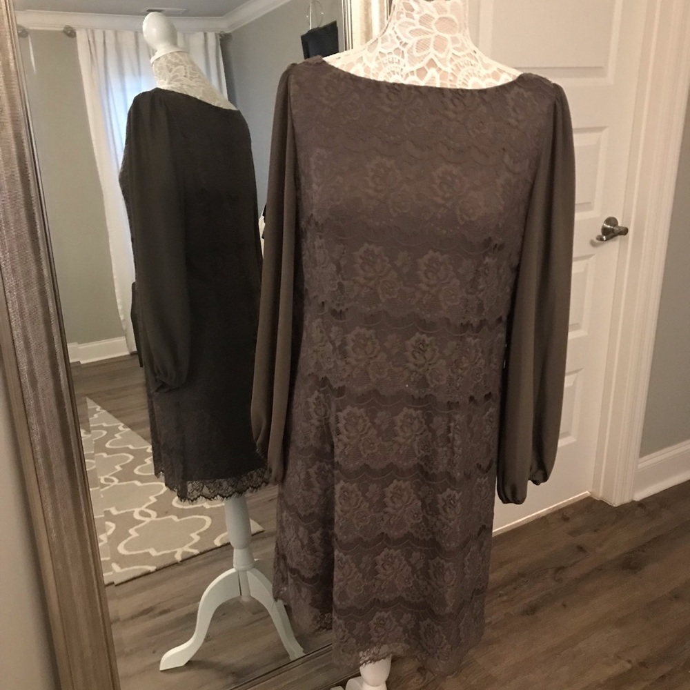 Jesica Howard Size 16 brown lace dress